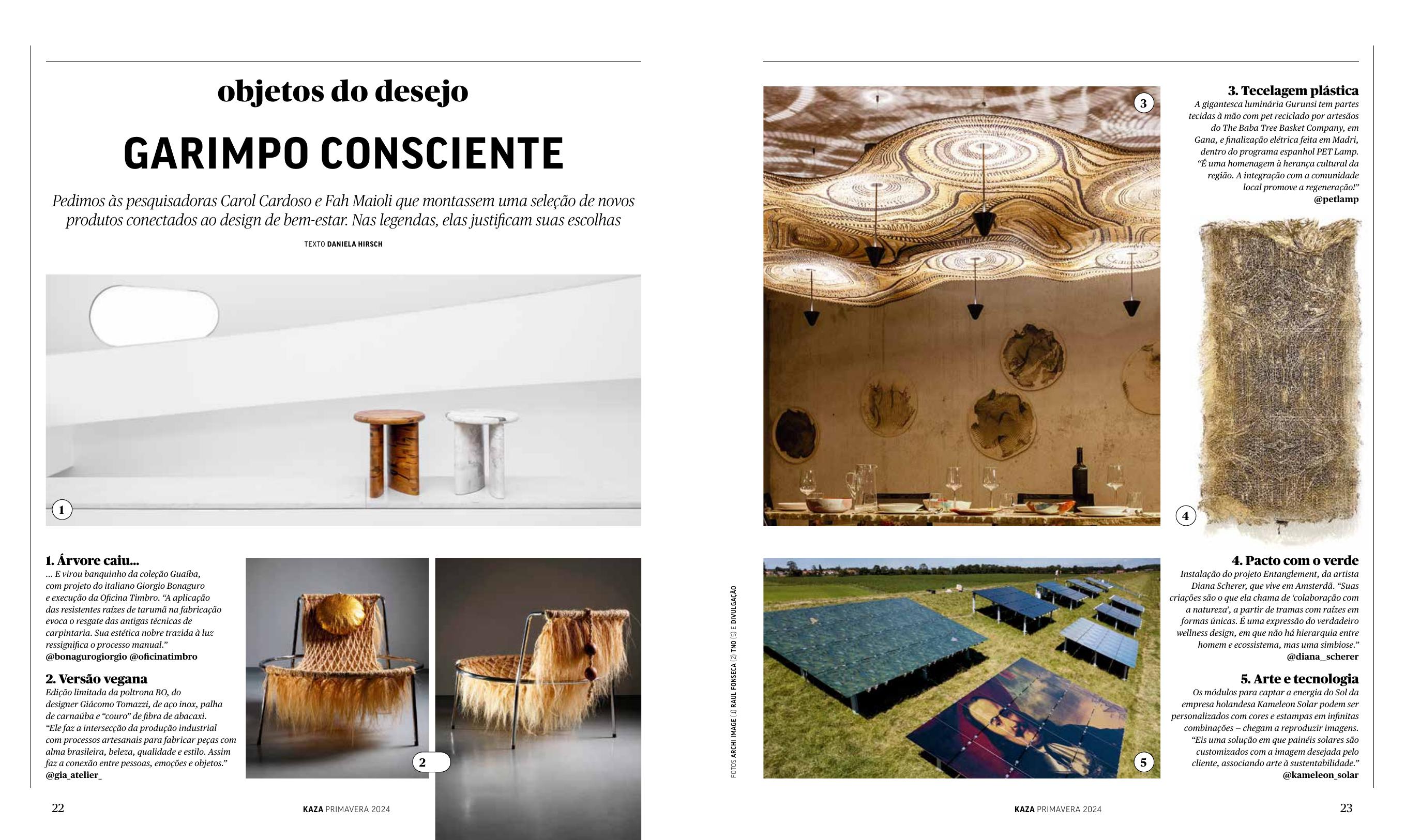 Revista KAZA page on objects of desire and wellbeing