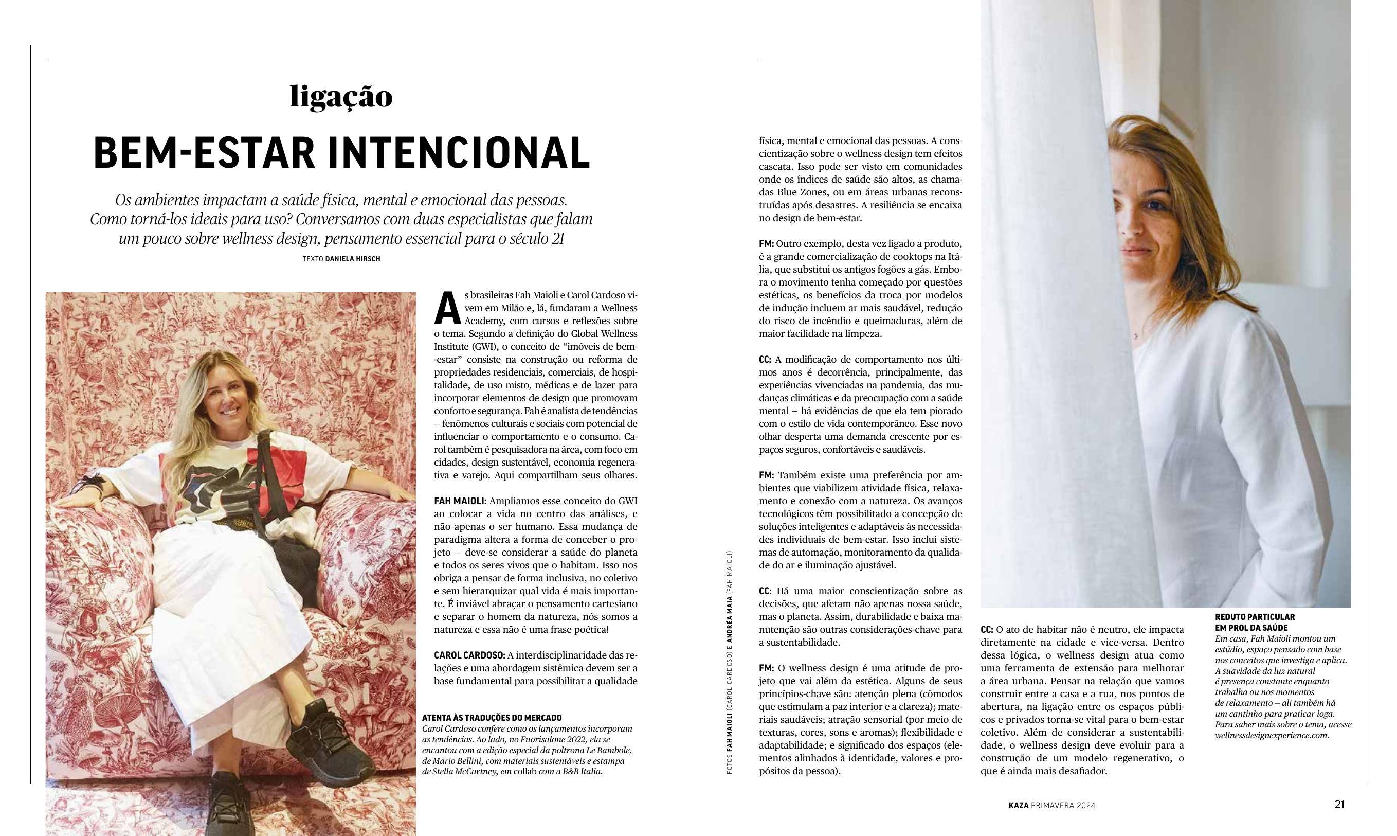 Revista KAZA feature page on intentional wellbeing